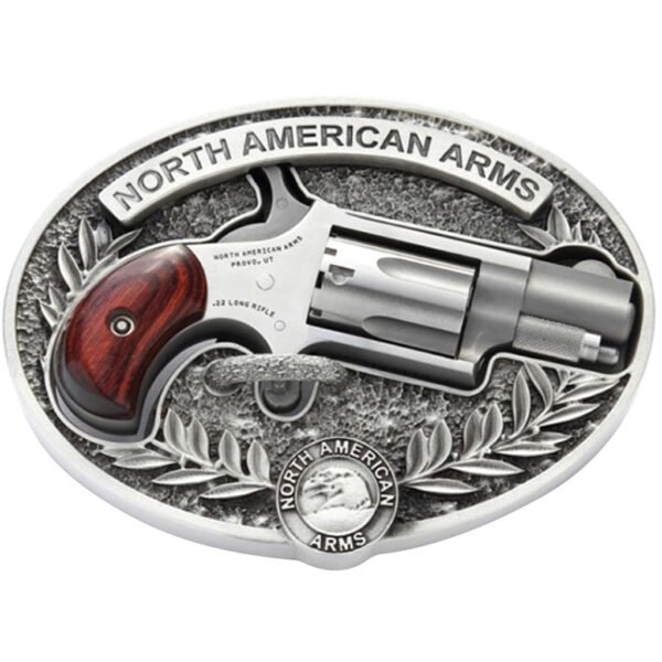 NAA Mini-Revolver w/ Enclosed Belt Buckle 22 LR 1.13 in Stainless / Wood 5 rd.
