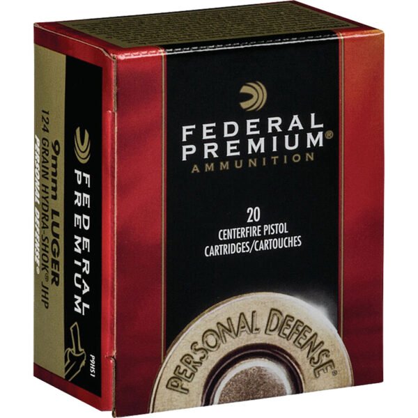 Federal Premium Personal Defense Pistol Ammo 9mm Luger 124. Hydra-Shok Jacketed HP 20 rd.