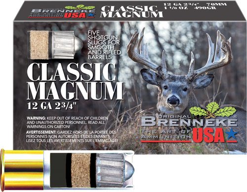 BRENNEKE USA CLASSIC MAG 12GA - 2.75" 1-1/8OZ SLUG 5RD 50BX/CS