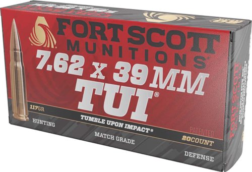 FORT SCOTT 7.62X39 117GR TUI - SOLID COPPER 20RD 10BX/CS
