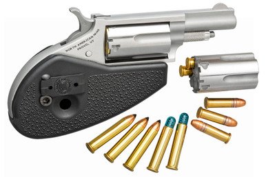 North American Arms NAA-22MC-HG Mini Revolver .22WMR 5 Rounds 1.63" SAO Stainless/Holster Grip W/ .22 LR Conversion Cylinder