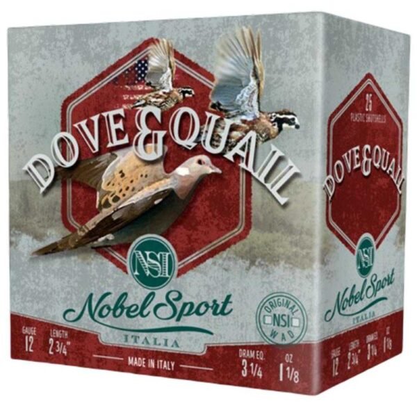 Nobel Sport Dove & Quail Shotshells 12 ga 2-3/4" 1-1/8 oz 1255 fps #8 25/ct