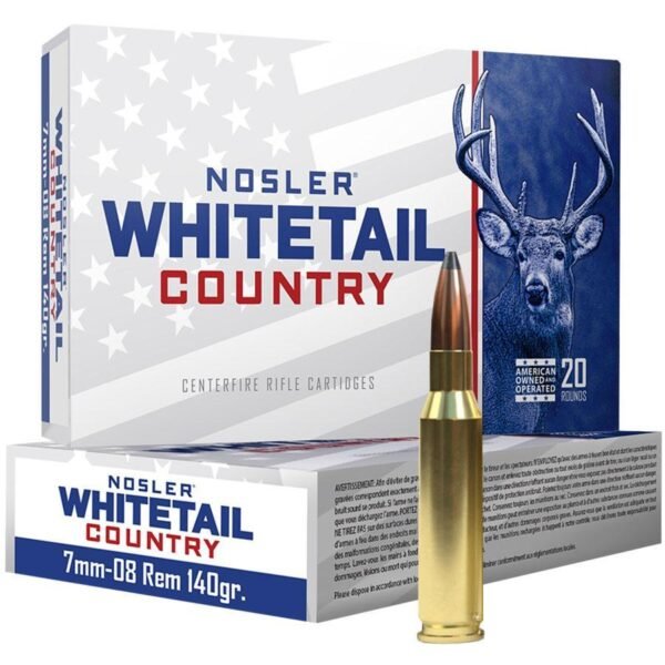 Nosler Whitetail Country Rifle Ammunition 7mm-08 Rem 140gr SP 2825 fps 20/ct