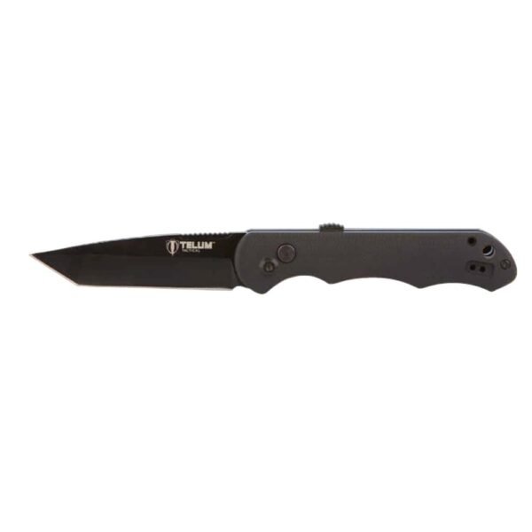 Telum Aftershock Tactical Automatic Knife 3-1/2" Tanto Blade Black