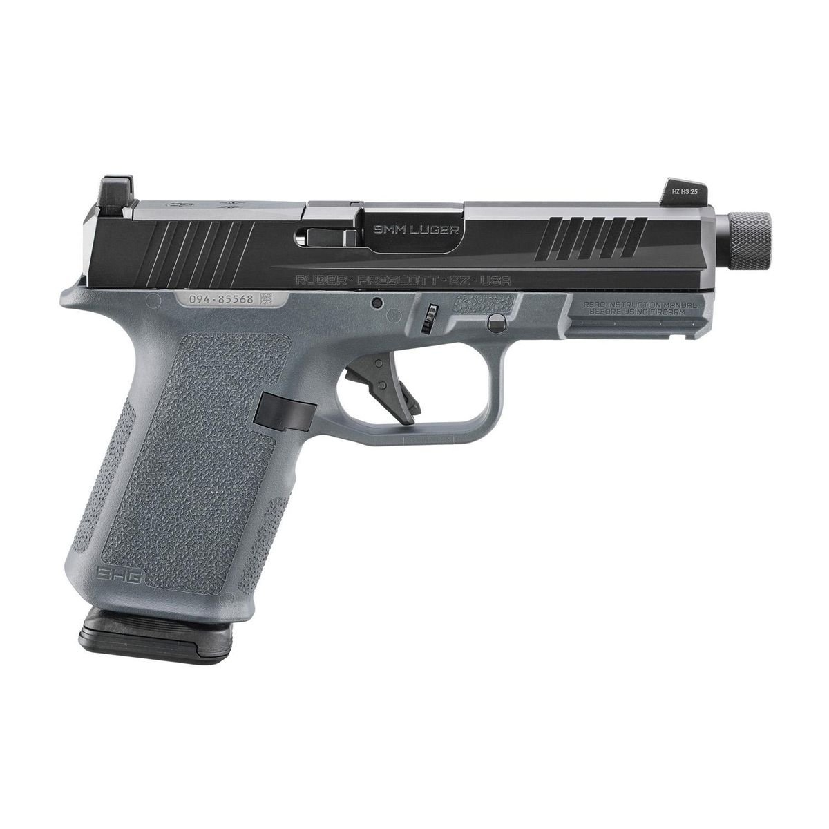 https3A2F2Fmedia.chattanoogashooting.com2Fimages2Fproduct2FUR194122FUR194126.jpg Ruger RXM Handgun 9mm Luger 15rd Magazine(2) 4.5" Threaded Barrel Stealth Grey Front Night Sight