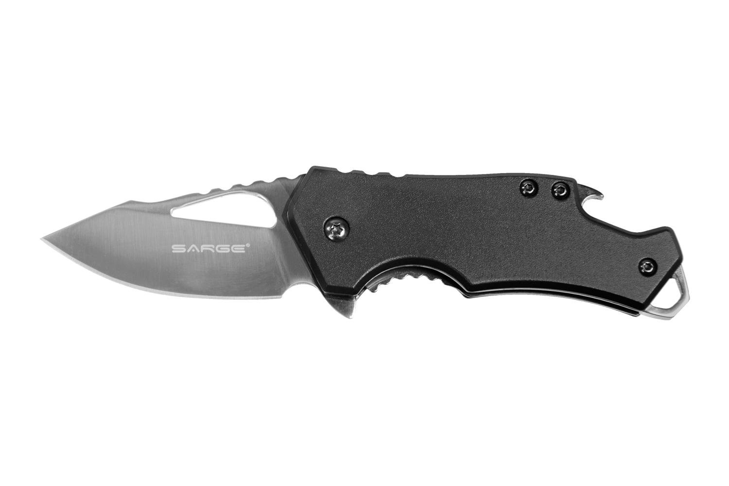 https3A2F2Fmedia.chattanoogashooting.com2Fimages2Fproduct2FVKSK502BK2Fsk-502bk.jpg Sarge Knives Black Fuse Folding Knife 2 3/8" Blade Black with Bottle Opener