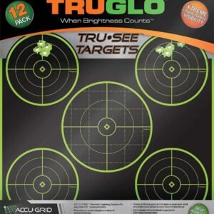 TRUGLO TRU-SEE Self Adhesive Targets - 5 Bullseye 12x12 Green 12 Pack