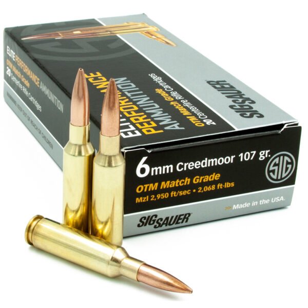 Sig Sauer Elite Match Grade Performance Rifle Ammo 6mm Creedmoor 107 gr. OTM 20 rd.