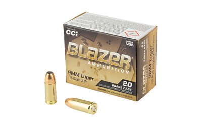 CCI BLAZER BRASS 9MM 115GR JHP 20