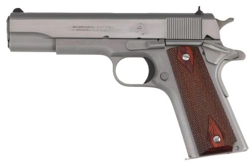 COLT GOVERNMENT 1911 9MM 5" - 7RD STAINLESS ROSEWOOD