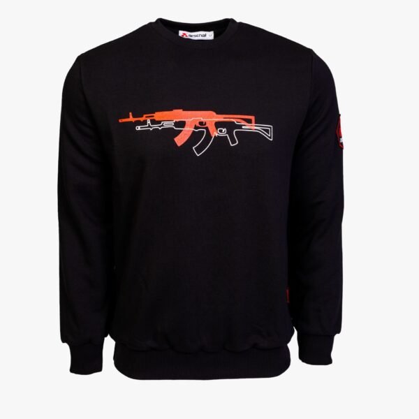 Arsenal X-Large Black Cotton-Poly Standard Fit Graphic Pullover Sweater