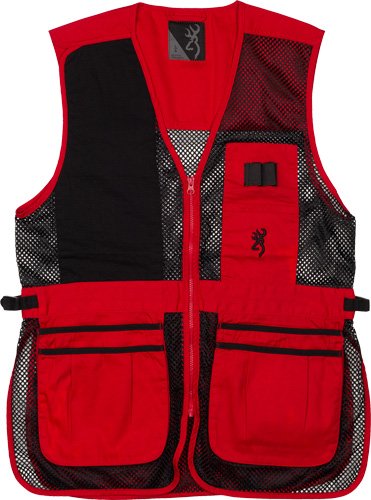 BROWNING MESH SHOOTING VEST - R-HAND 2XL BLACK/RED TRIM - Image 2