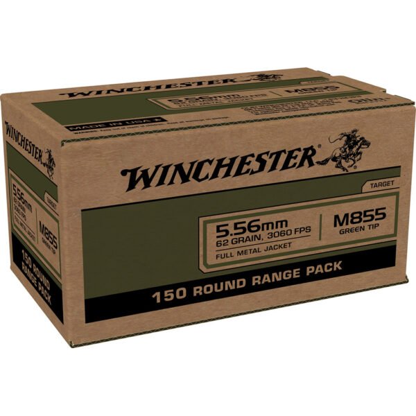 Winchester USA M855 Rifle Ammo 5.56 62 gr. FMJ 150 rd.