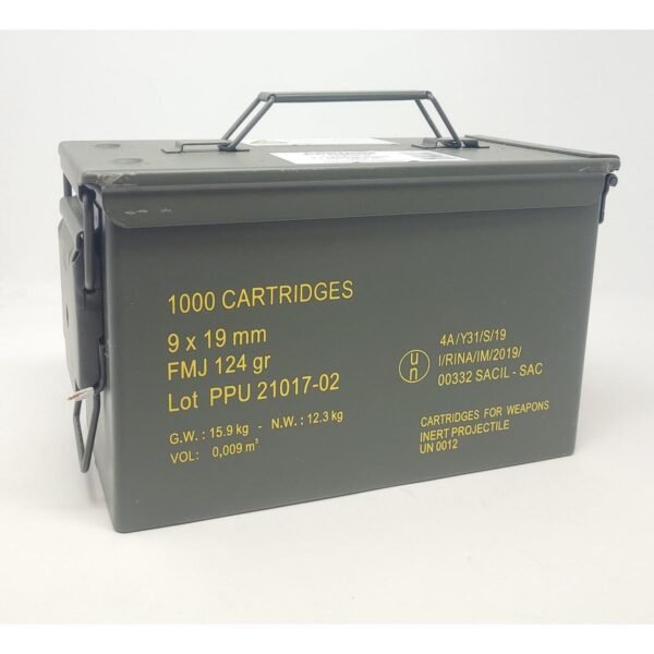 PPU Rangemaster Ammunition 9mm Luger 124gr FMJ 1263 fps 1000/ct (Metal Can)