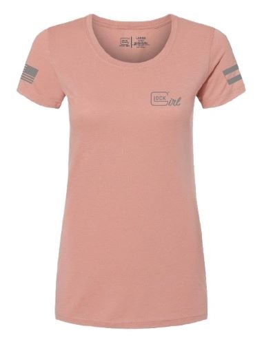 GLOCK LADIES "GLOCK GIRL FLAG - TEE" SHORT SLEEVE LG PINK