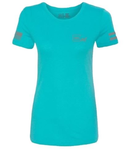 GLOCK LADIES "GLOCK GIRL FLAG - TEE" SHORT SLEEVE LG TEAL